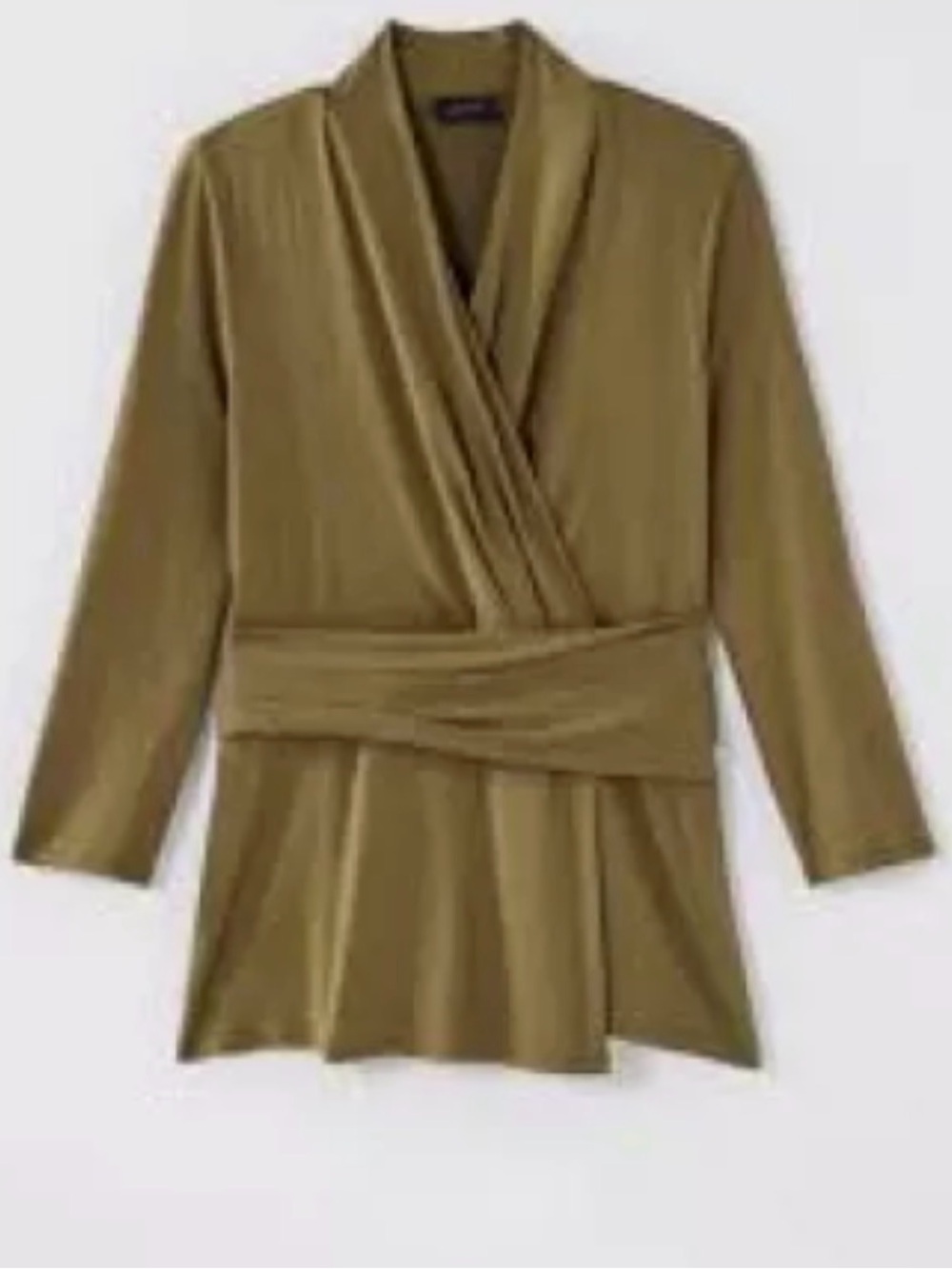 J.Jill Tunic Wrap Blouse Army Green Size Medium 3/4 Sleeve GUC